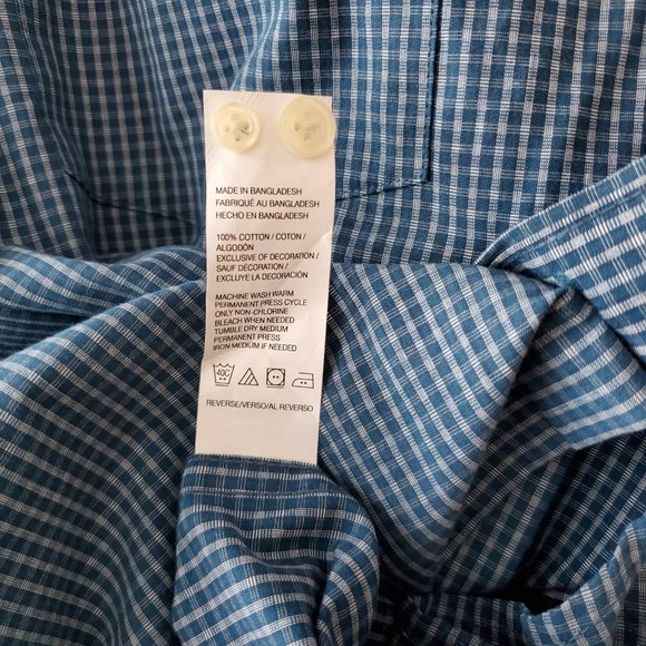 Men's - IZOD Long Sleeve Teal Plaid / Checked Shirt - NWT - Picture 5 of 6